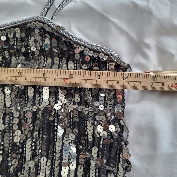 NWT $1000 Alice + Olivia Chicago Sequin Fringe Mini Dress Gunmetal Silver Sz 0 - Picture 10 of 16